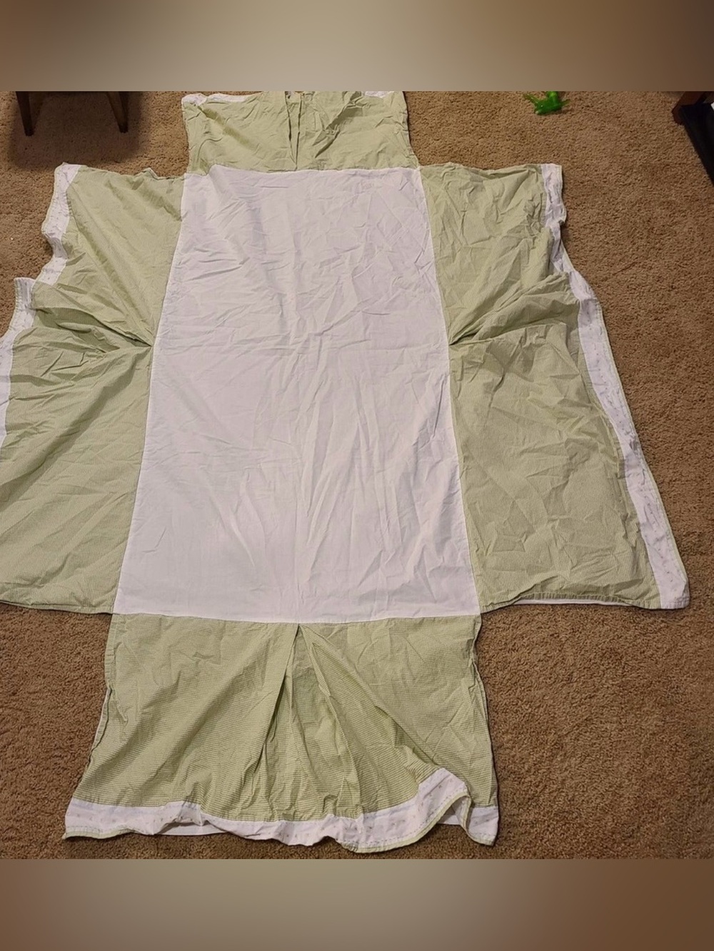 Pottery Barn Peter Rabbit Embroidered Baby Green Gingham Crib Bedskirt